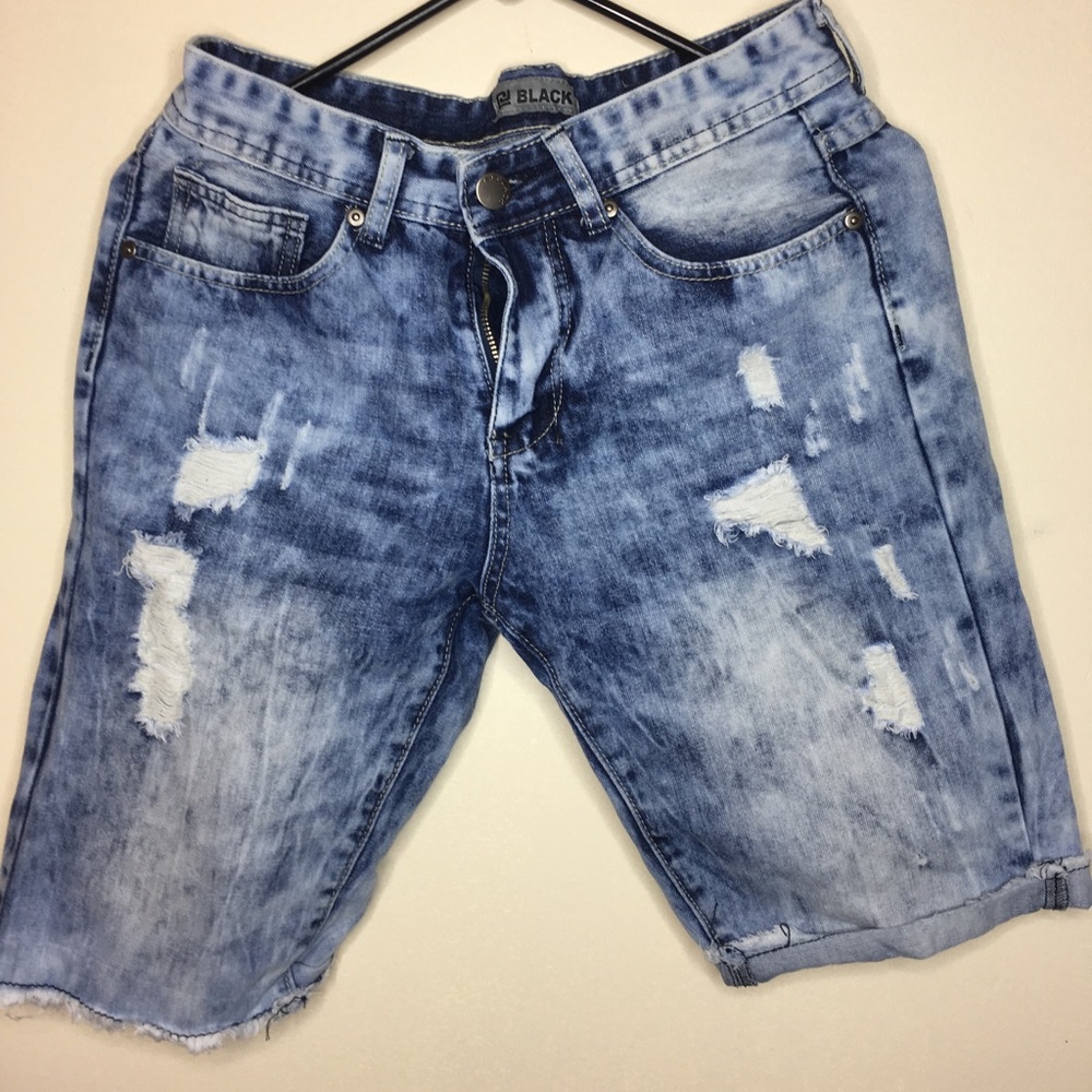 Ripped jean shorts